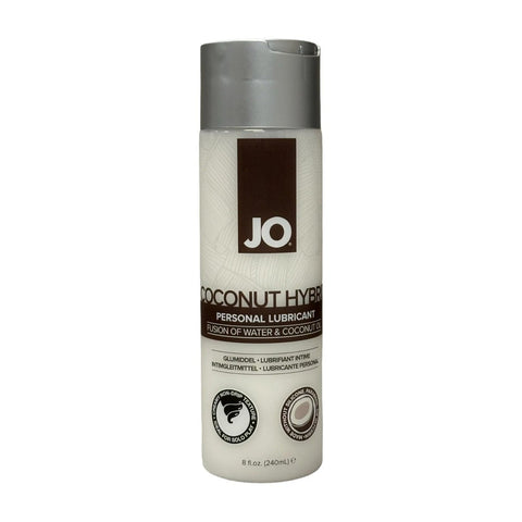 JO Coconut Hybrid personal lubricant bottle on a white background