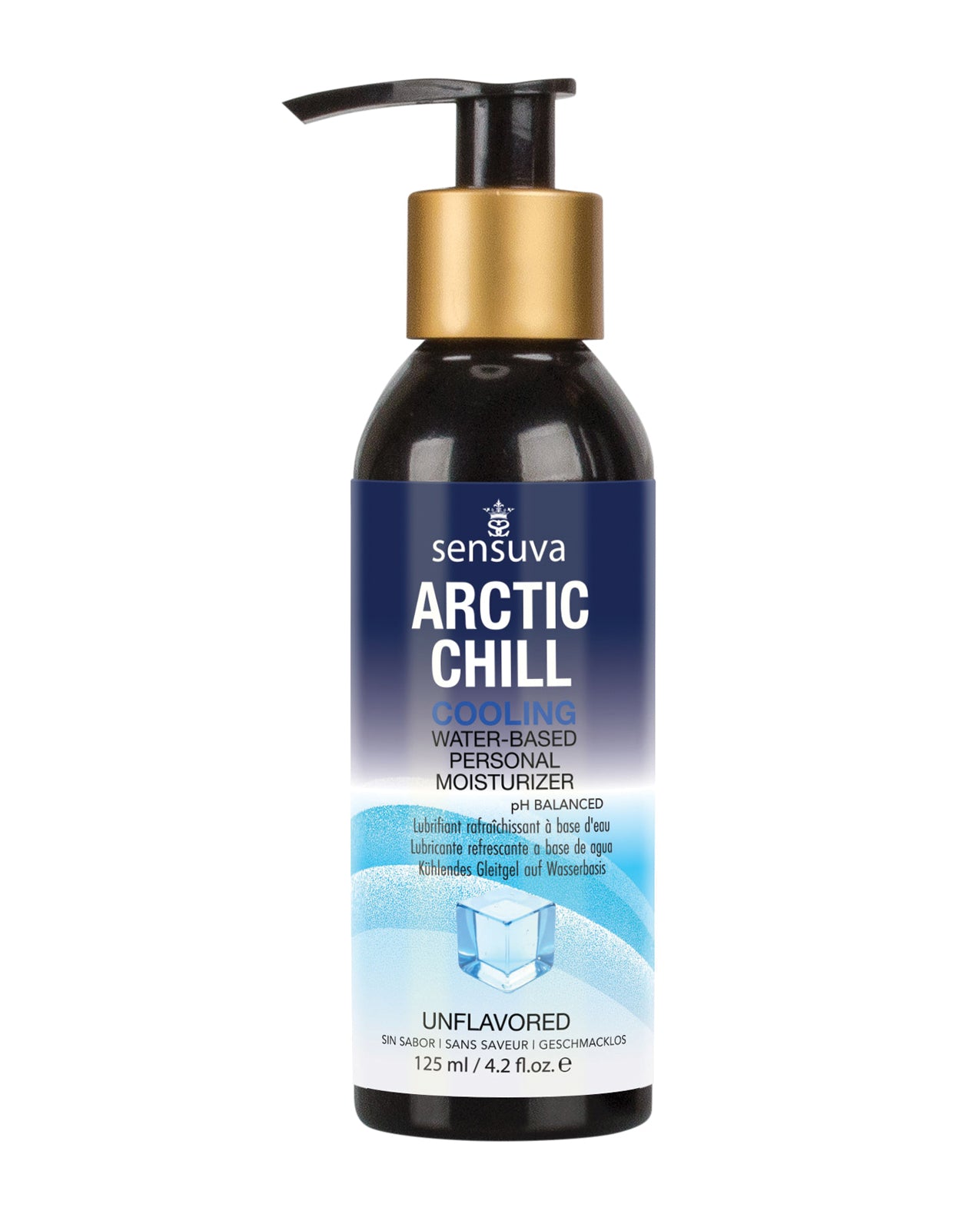 Sensuva Arctic Chill cooling water-based personal moisturizer bottle on a white background