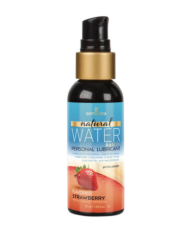 Personal lubricant bottle with strawberry flavor on a white background