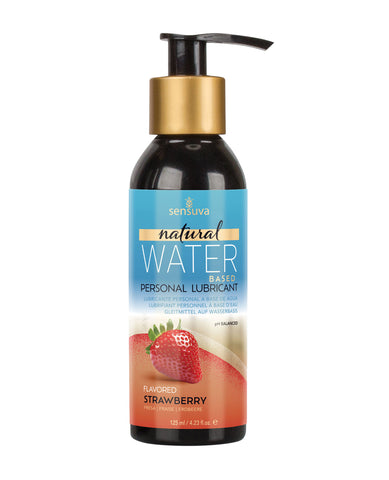 Sensuva strawberry-flavored personal lubricant bottle on a white background