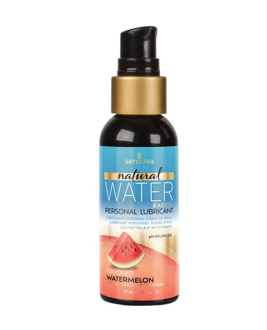 Sensuva water-based personal lubricant bottle with watermelon flavor on a white background