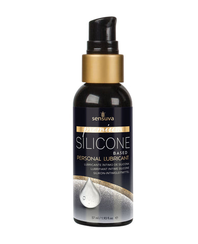 Silicone-based personal lubricant bottle with Sensuva branding on a white background