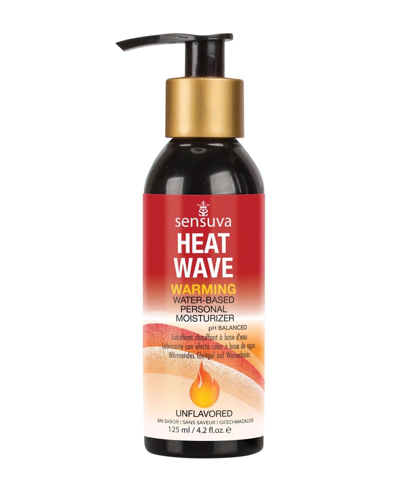 Sensuva Heat Wave personal moisturizer bottle on a white background
