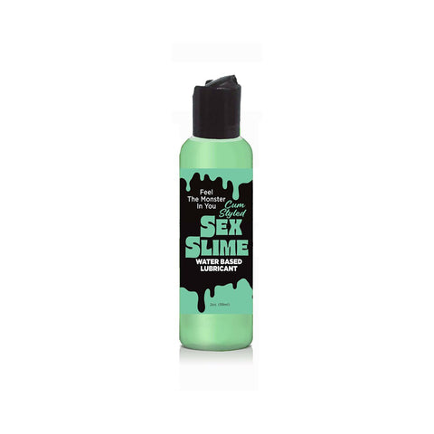 Sex Slime water-based lubricant bottle on a white background