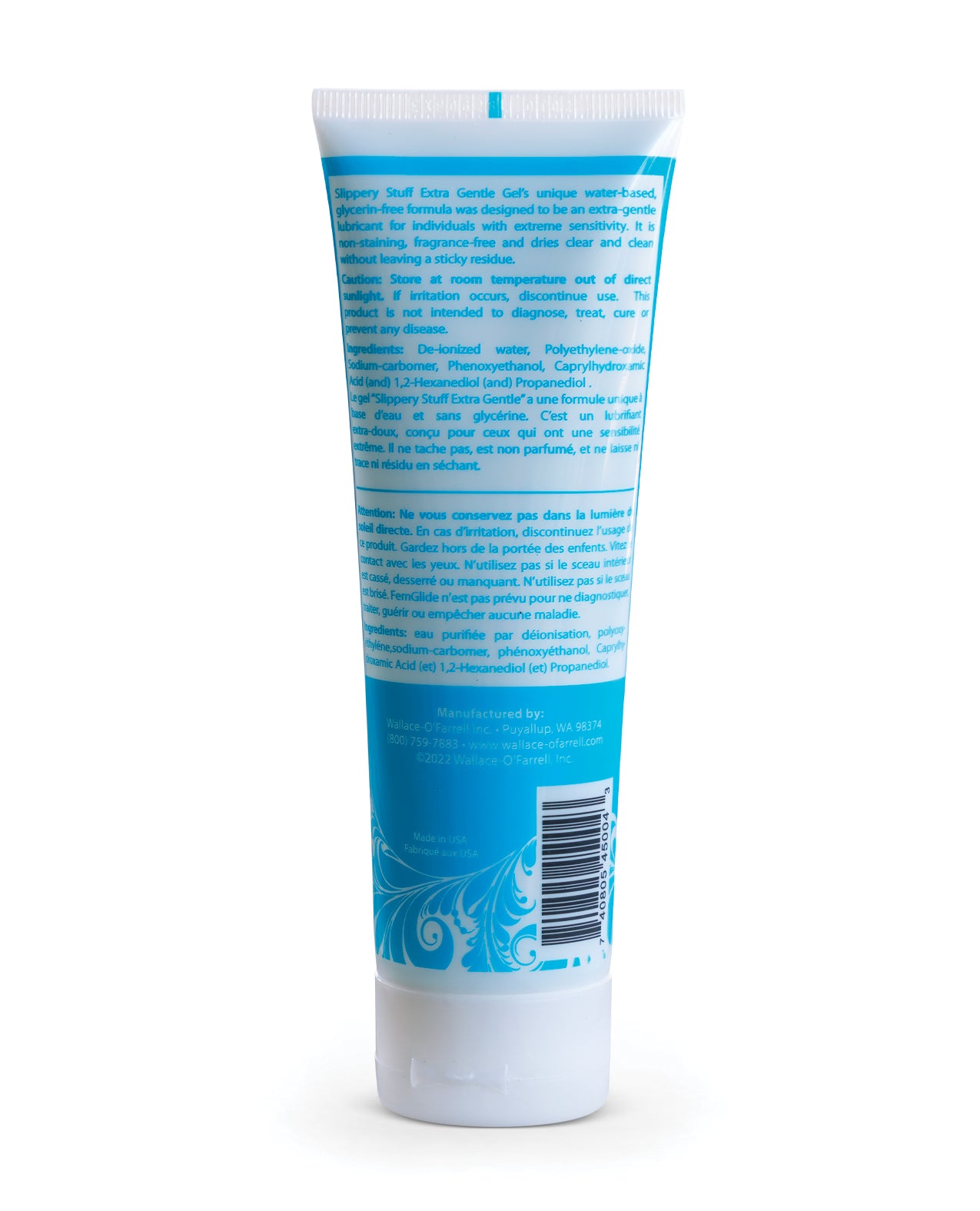 Tube of lube with blue label on a white background