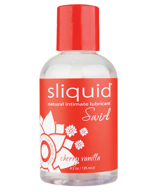 Sliquid natural intimate lubricant bottle with red cap and label on a white background