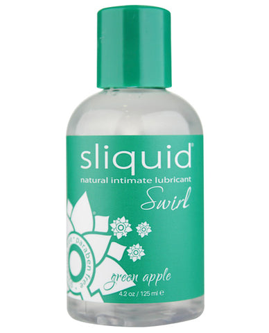 Sliquid natural intimate lubricant Swirl green apple bottle on a white background