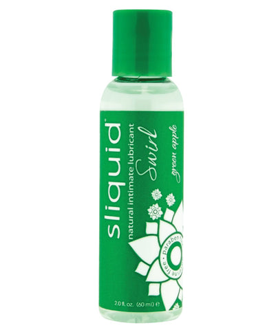 Sliquid natural intimate lubricant bottle with green cap and label on a white background