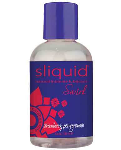 Sliquid natural intimate lubricant bottle with purple cap and label on a white background