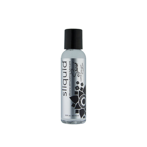 Silicone lubricant bottle with black cap on a white background