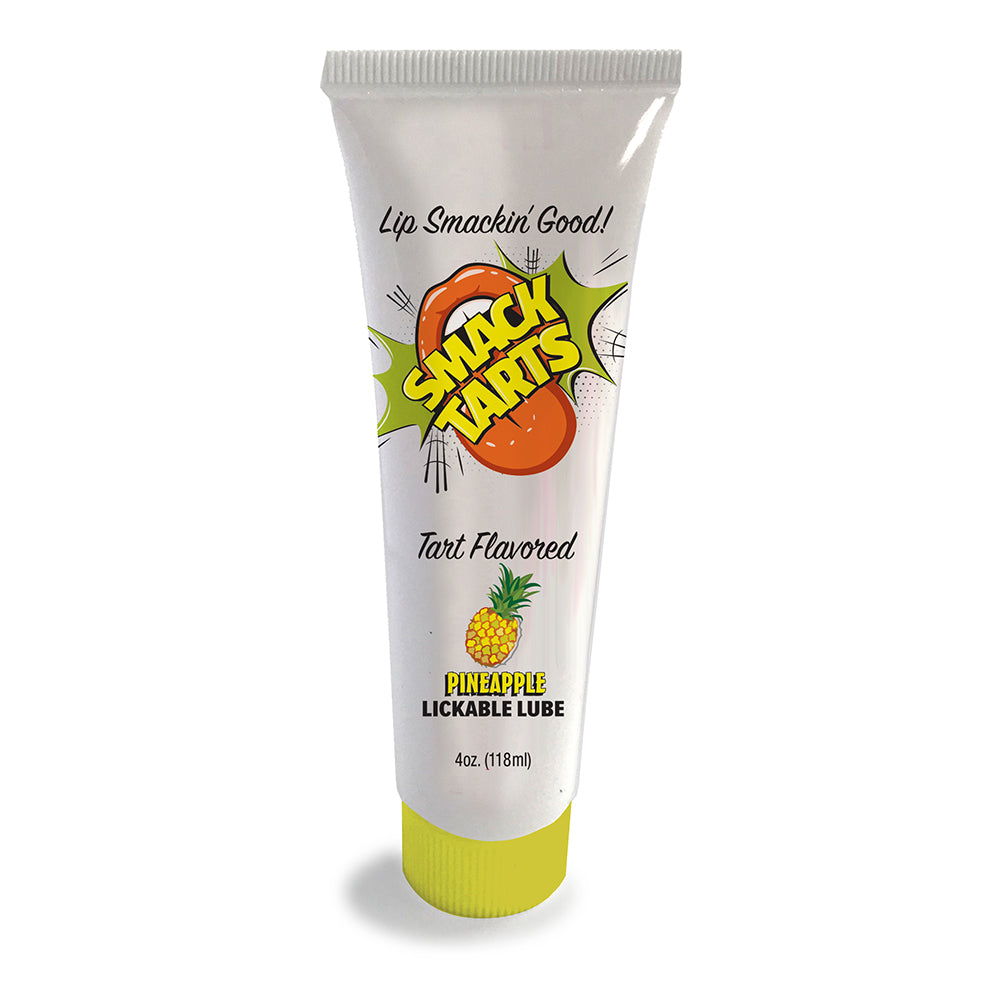 Tube of Snack Tarts Pineapple Lickable Lube on a white background