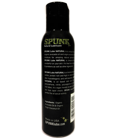 Black lubricant bottle with yellow text on a white background