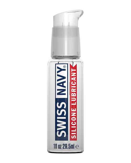 Swiss Navy silicone lubricant bottle on a white background