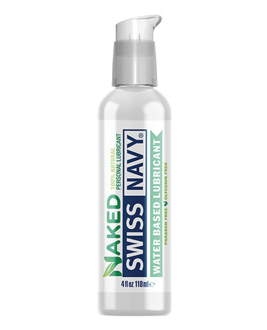 Swiss Navy Naked water-based lubricant bottle on a white background