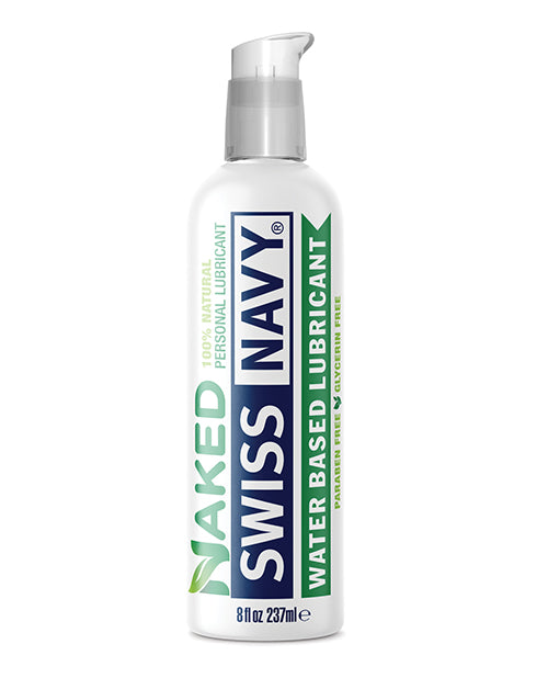 Swiss Navy lubricant bottle on a white background