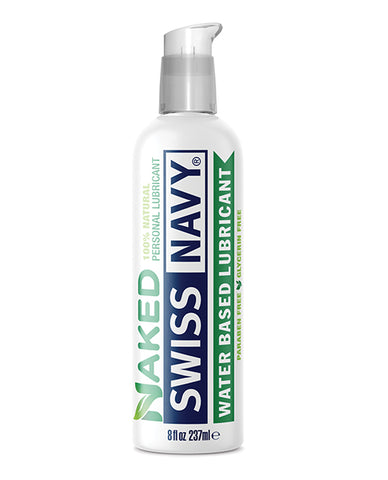 Swiss Navy lubricant bottle on a white background