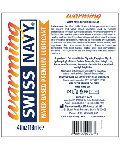 Swiss Navy water-based premium lubricant label on a white background