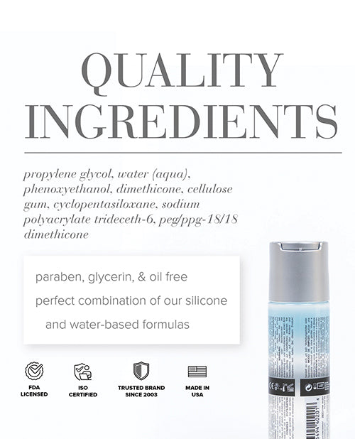 Product packaging with quality ingredients text and a bottle on a white background