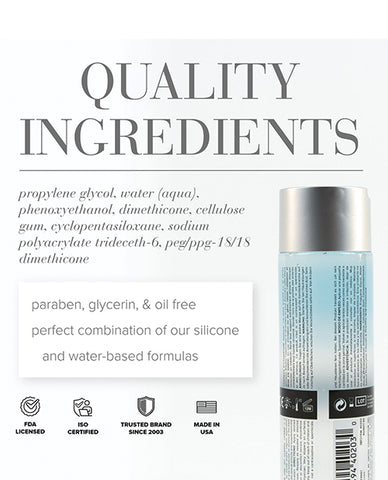 Product label with quality ingredients list and product image on a white background