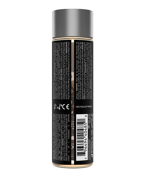 Bottle with a black label on a white background