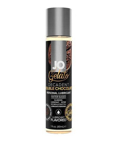Bottle of JO Gelato Decadent Double Chocolate personal lubricant on a white background