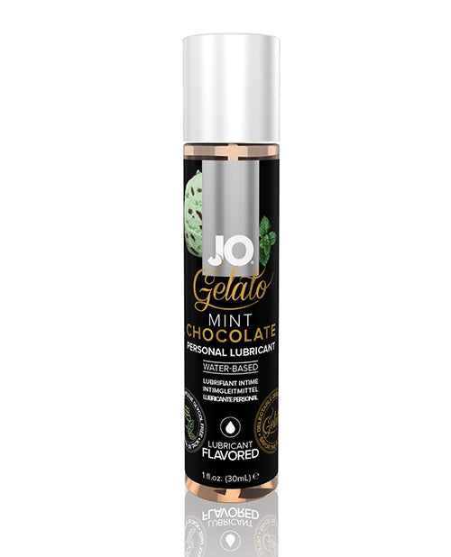 JO Gelato Mint Chocolate personal lubricant bottle on a white background
