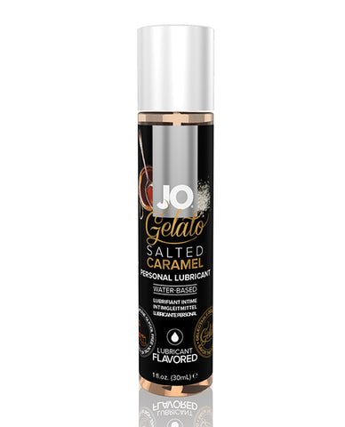 JO Gelato Salted Caramel personal lubricant bottle on a white background