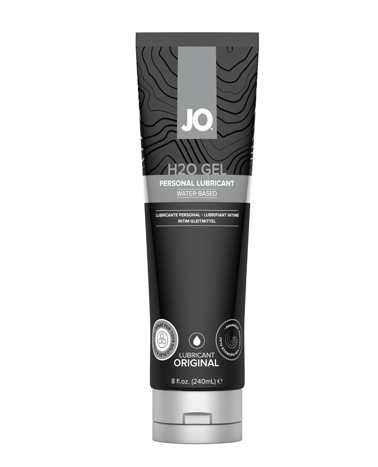 Tube of JO H2O Gel personal lubricant on a white background
