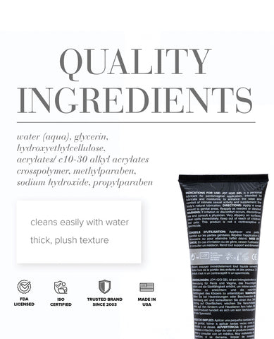 Product packaging with text about quality ingredients and certification logos on a white background