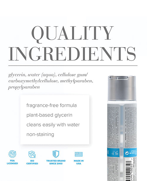 Product packaging with quality ingredients text and a list of components.