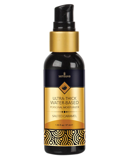 Sensuva Ultra-Thick Water-Based Personal Moisturizer bottle with gold cap and label on a white background
