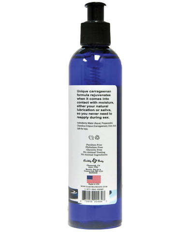 Blue bottle with black pump on a white background