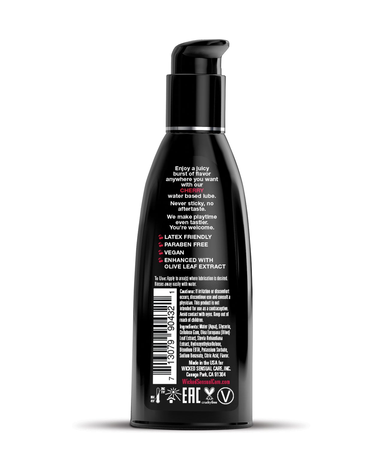 Black bottle with text on a white background
