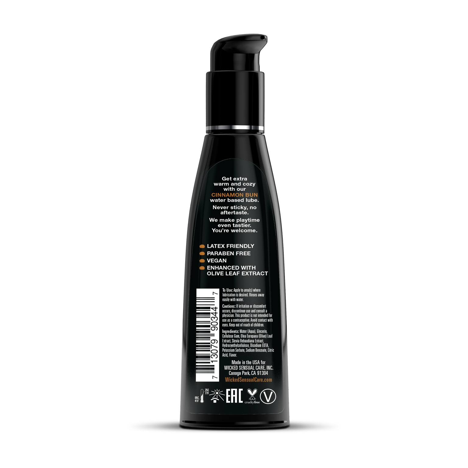 Black lubricant bottle with pump on a white background