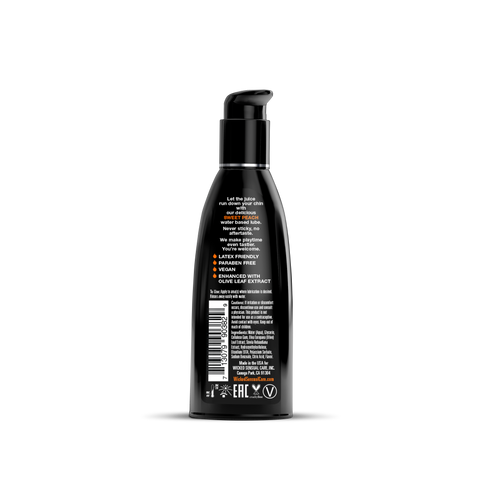 Black bottle with text on a white background