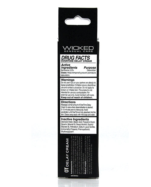 Wicked Special Care Overtime Delay Cream packaging with black and white label.