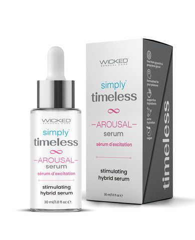 Wicked Sensual Care Simply Timeless Arousal Serum bottle and packaging on a white background