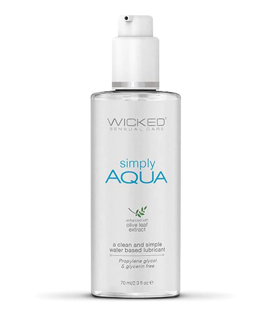Wicked Sensual Care Simply Aqua lubricant bottle on a white background